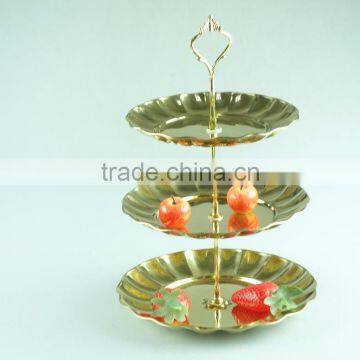 Stainless Steel Metal Flower Plate Salver Metal Decoration With 3 Layer photo-6