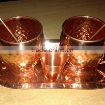 MANUFACTURER OF 100% COPPER MOSCOW MULE DRINKING MUGS SET WITH SOLID COPPER TRAY, COPPER MOSCOW MULE MUG SET photo-2
