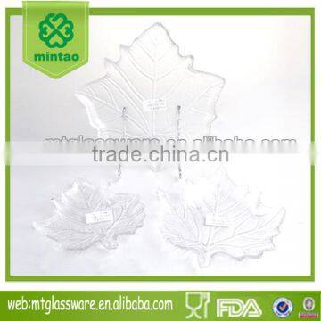 Wholesale Leaf Glass Dishes and Charger Plates Clear Mini Bowl Set