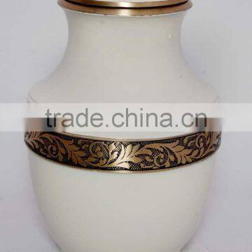 white coloure metal brass urns