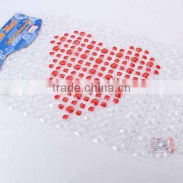 Transparent oval PVC anti slip bath mat with heart pattern/bathroom mat