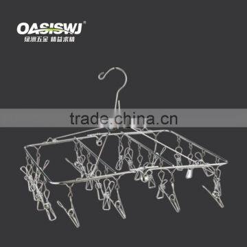 metal hanger,clothing hanger---s/s--24clips--foldable