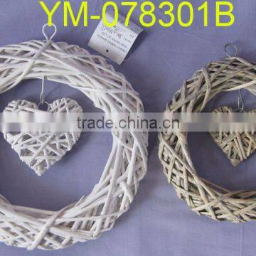 Willow Wreath Decorations with Hanging Heart