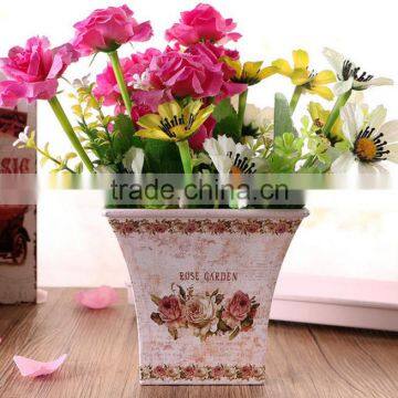 Set of 3 Planters Plant Pot Holders Small Bucket for Flower Pots With Tray photo-5