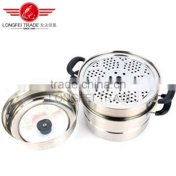 Hot selling stainless steel steamer cooking pot with hollow handles and metal lid