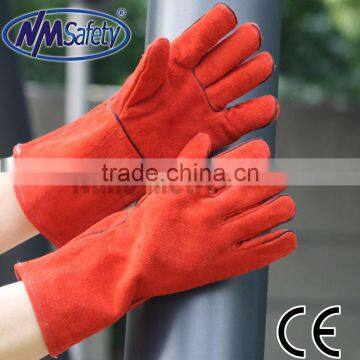 NMSAFETY red cow leather welding glove/working glove/safetyglove form China