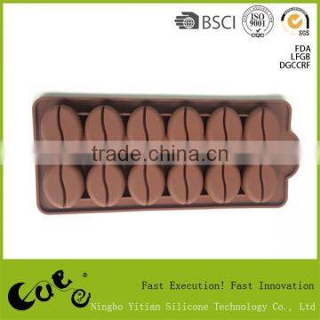 12 holes chocolate bean shape silicone ice cube tray