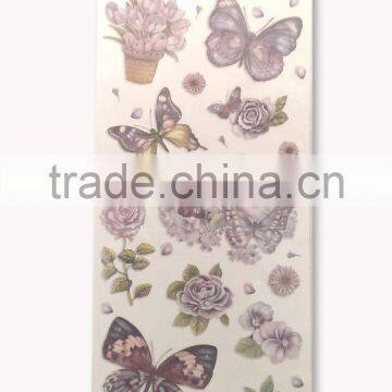 Purple Color Butterfly & Rose Design Sticker, Antique Decorative Shinny Glitter Sticker photo-3