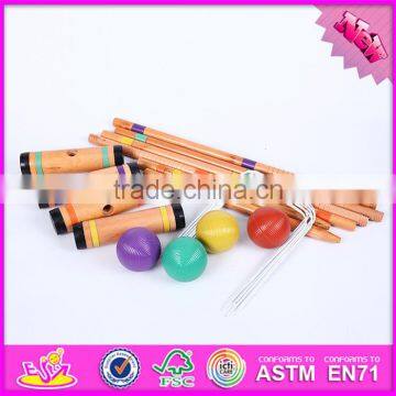 2016 Classical 4 player funny children wooden croquet W01A163