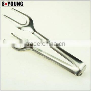 39047 Hot Sale Stainless Steel Kitchen Tongs BBQ Grill Food Salad Tongs With Forks photo-2