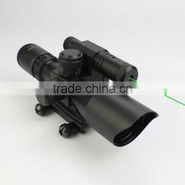 Compact 2.5-10X40 Riflescope Red Green Mil-Dot Reticle Attached Green Laser With Standard Weaver Rail Mount photo-2