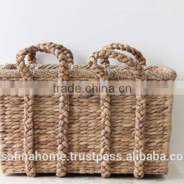 Rectangle Water Hyacinth Basket With Handles