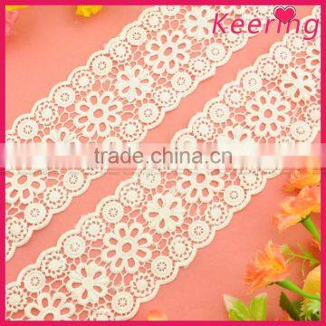 white thin cotton crochet lace fabric WLC-293