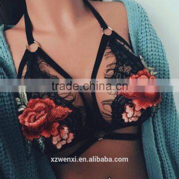 Europea lady new fashion unlined lace embroidery bralette bras sexy tank top women lingerie Wholesale girl bikini bra