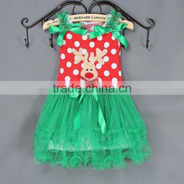 Fashion hot sale Cotton Red and green Dot Dress High Quality Special Designer Christmas Party Dresses