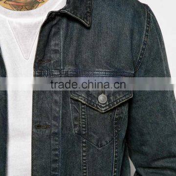 Black Plain Wholesale Denim Jacket Men Custom Cheap Price photo-3