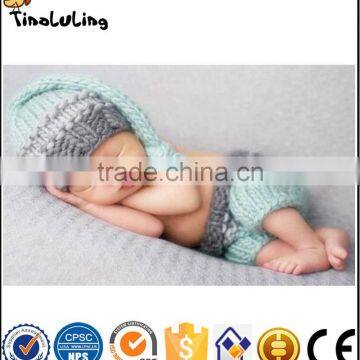 NPT59 2017 New Newborn Costume baby hat short pants set handmade Knit crochet photography props 2 pcs outfits