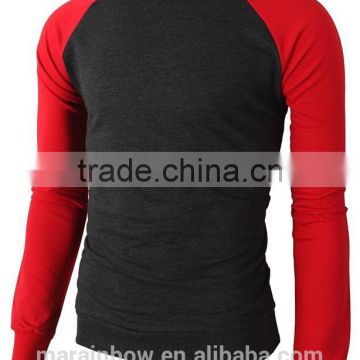 Blank 100% Cotton Mens Casual Raglan Sleeve T Shirt Custom Printed Slim Fit O neck Long Sleeve T-shirts Various Colors Wholesale