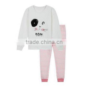 customized lovely girls sleepwear sets 100%cotton air layer fabric printing wholesale cheap good quality girls pajamas