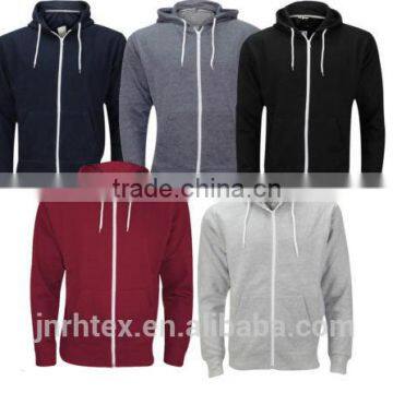 Mens Boys Plain American Fleece Zip Up Hoodie Sweatshirt