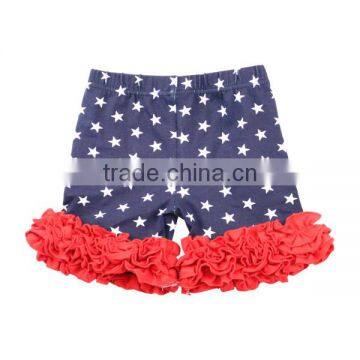 Girls 4th of July icing ruffle shorts cotton wholesale patriotic girls boutique clothing