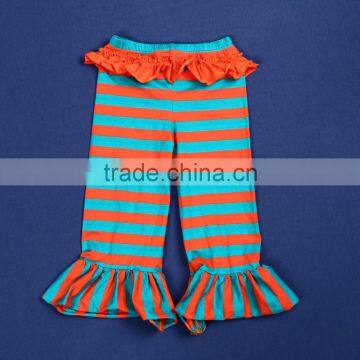 best selling lovely bottom ruffle long pant factory cheap colourful orange baby stripe pants LY-007