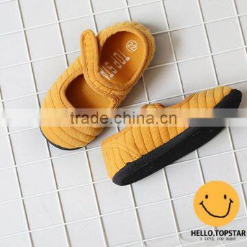 Canvas Fabric Girl Shoes, Magic Hook and Loop Kids Shoes photo-4