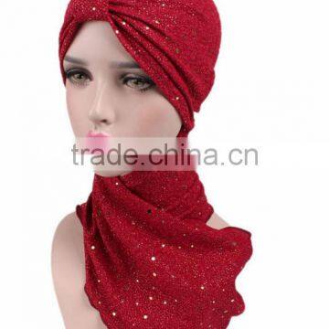 New Sequins Arabic Headscarf Hat Hat Scarf One Hat Muslim Hat photo-5