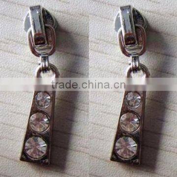 metal zipper puller with diamond