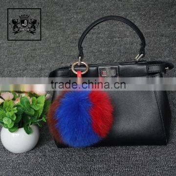 2017 Colorful fox fur pom poms ball keychain clasp for handbag charm