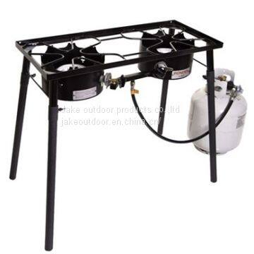 Double burner propane camping stove