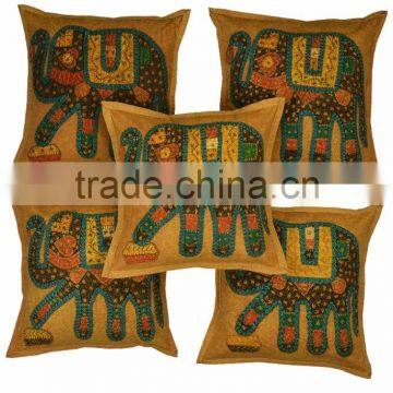 indian elephant print cotton cushion covers from wholesaler