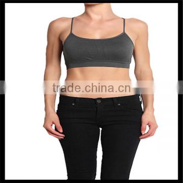 Seamless Cross Strap Back SPORTS BRA TANK TOP Stretch Bandeau Cami gray color