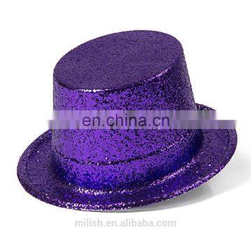 MH-2150 Classic Party kit PVC Plain Full Size Purple Glitter Plastic Top Hat