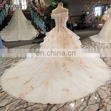 LS00293 off Shoulder Flower Afghan Wedding Dress Styles Lace up Mother of the Bride Beach Wedding Dress photo-4