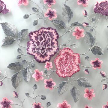 Factory direct Blossom Embroidered Bridal Tulle Lace Fabric for dress