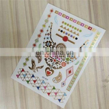 New Fashionable Mixed Gold Sliver Temporary Metallic Tattoo Sticker