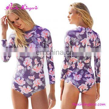 Purple Flower Printing Asia Women Swimwear Hot Sexy Girl Bathing Suit