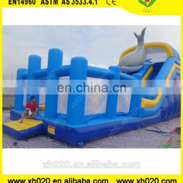 Commerical whale inflatable bouncer with slide