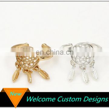 New Arrived Leaves Open Hollow Out Alloy ring dream catcher ring