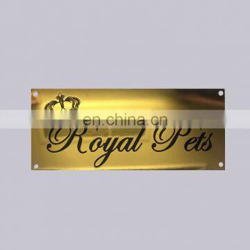 Wholesale Cheap Glossy Gold Plated Custom Logo Stainless Steel Embossed Nameplate