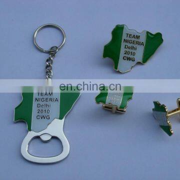 Nigeria bottle opener keychain printed Nigeria map logo can opener