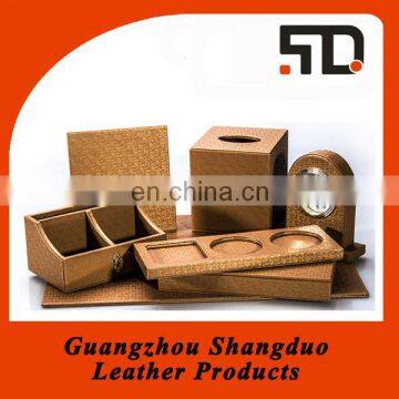 Hottest Selling Excllect Handcraft Hotel Custom Leather Desktop Set