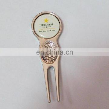 Four magnetic personalized zinc alloy divot tool with personalized ball markers