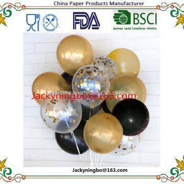 Ningbo PartyKing 12Inch Confetti Balloon En71 Gold Black Latex Balloon Holiday Parties Wedding Decorations Air Balls Kid Birthday Party