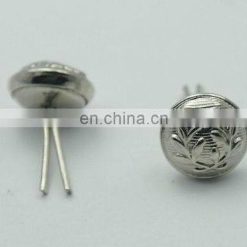 Silver plated military coat button with long pull