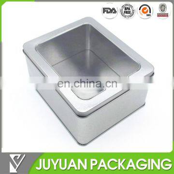 Plain natural silver colored varnished watch tin box wholesale