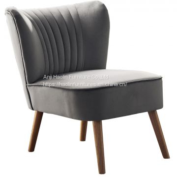 Velvet Upholstered Armless Accent Chair ,Single Leisure Chair for living room