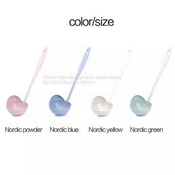 2 In 1 Creative Wheat Straw Soup Spoon Long Handle Lovely Porridge Spoons With Filter Dinnerware Kitchen Colander Tools photo-4