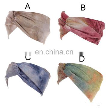 Women tie-dye Headband Girls Female Exercise Turban Headwear Bohemia Hairband 4Colors